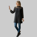 Robe femme courte chic manches transparentes col à nouer dos taille unique