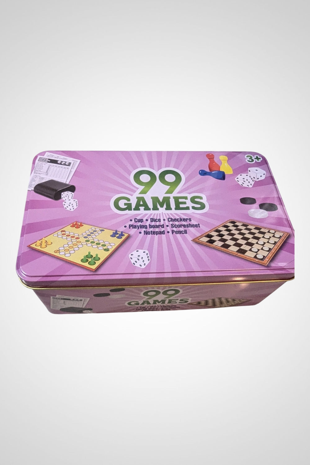 Boîte en métal jeux de société voyage damier jeu de chevaux bon état