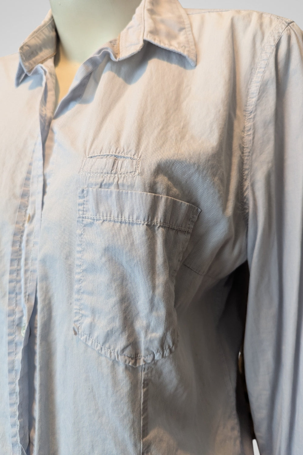 Chemise Zara Woman bleu ciel rayures verticales 100% coton M