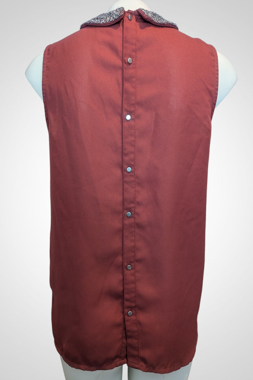 Débardeur Pimkie terracotta col Claudine perles argentées M