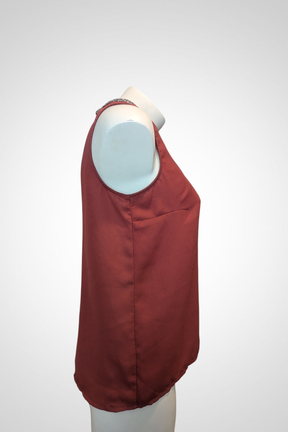 Débardeur Pimkie terracotta col Claudine perles argentées M