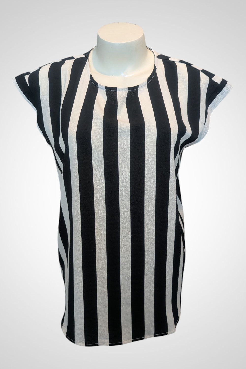 Blouse blanc et noir rayures verticales fluide M
