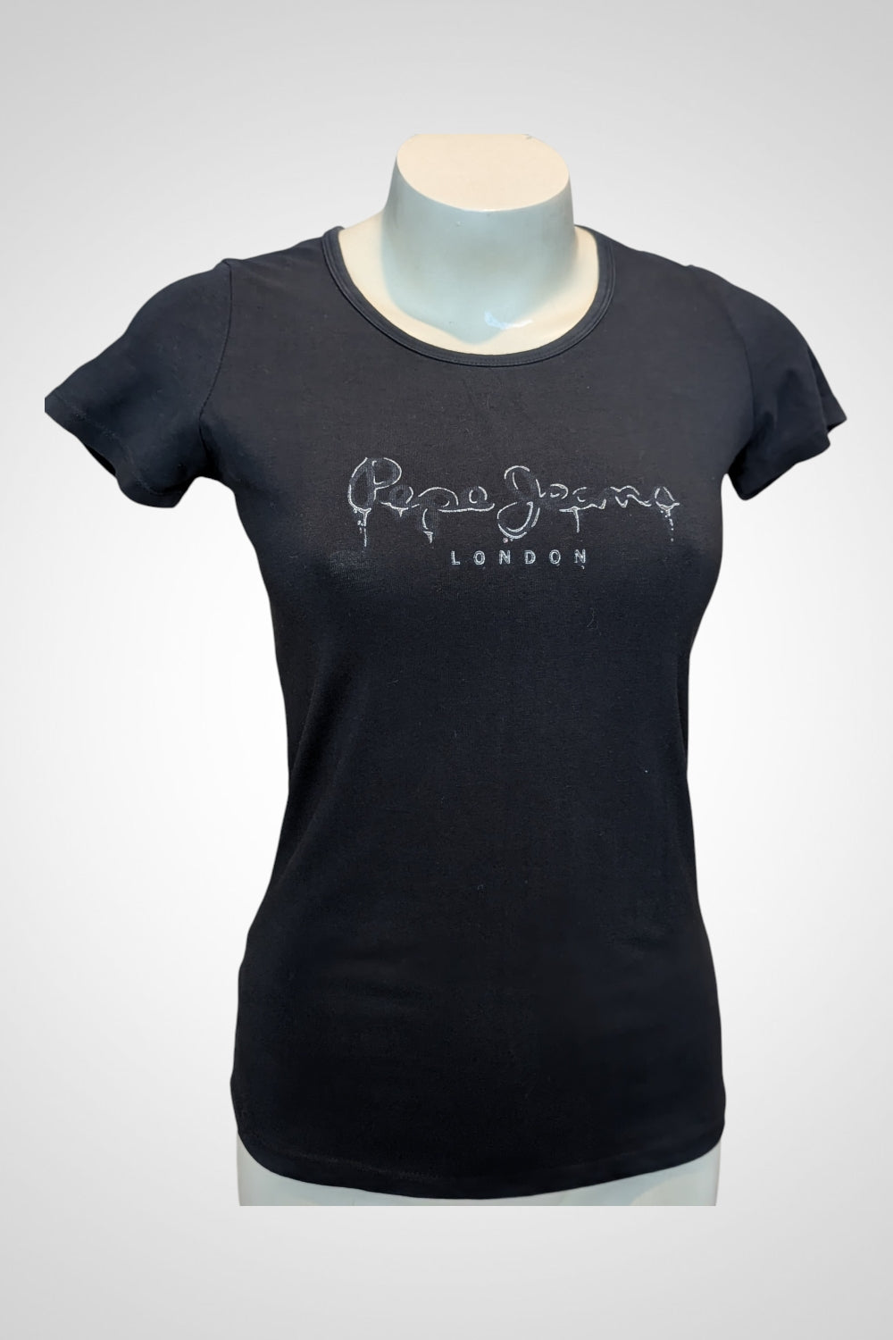 T-shirt Pepe Jeans London noir inscription argentée M