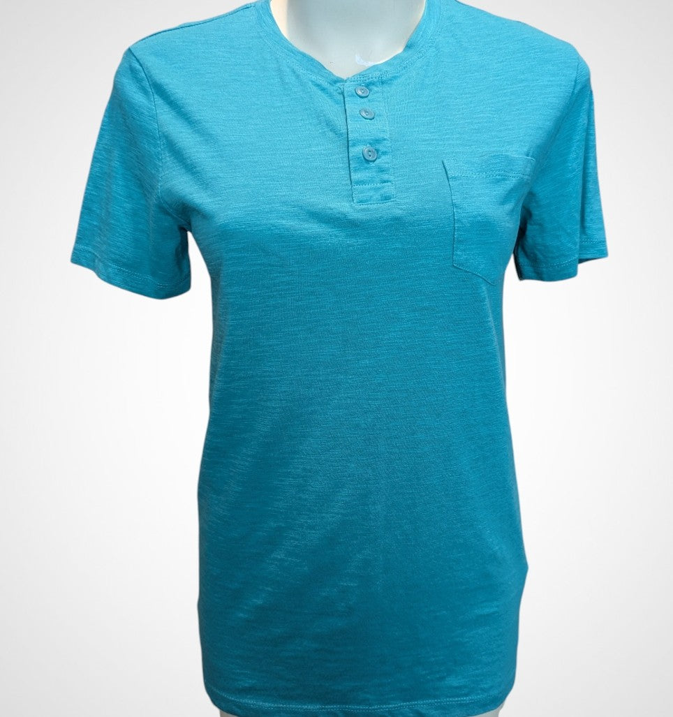 T-shirt Kiabi bleu turquoise boutons devant S