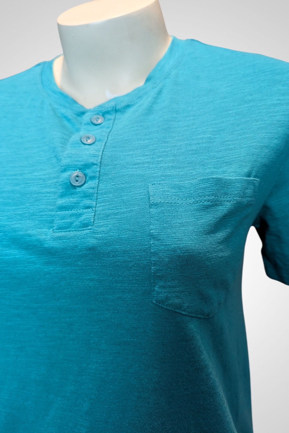 T-shirt Kiabi bleu turquoise boutons devant S