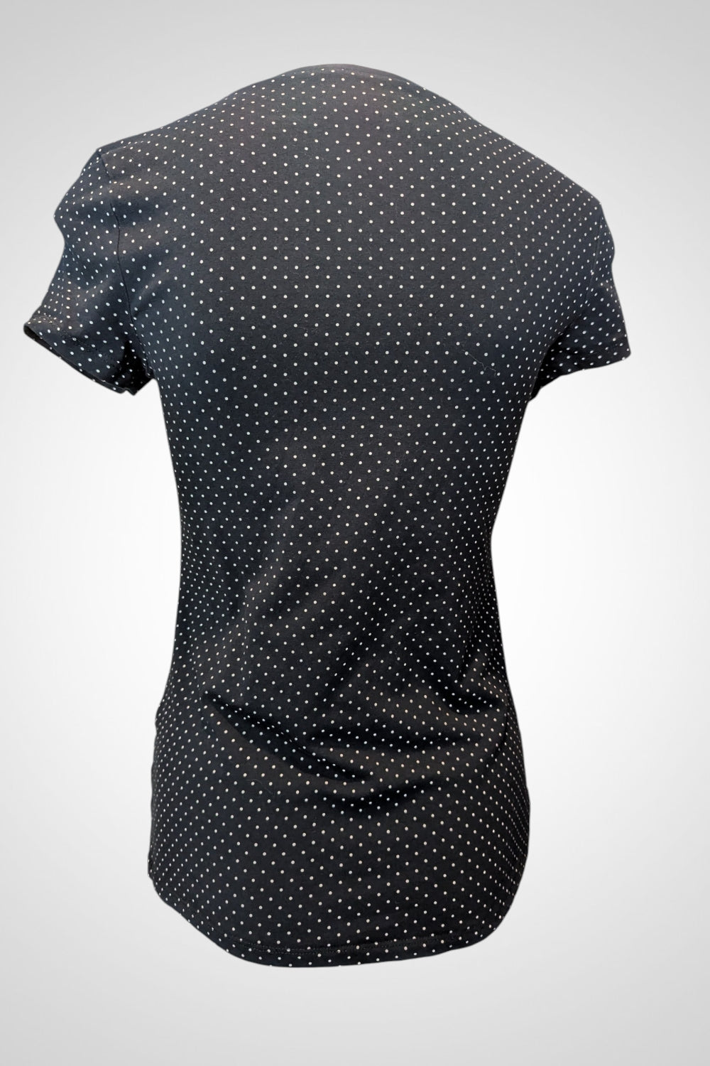 T-shirt C&A noir à pois blancs col V S