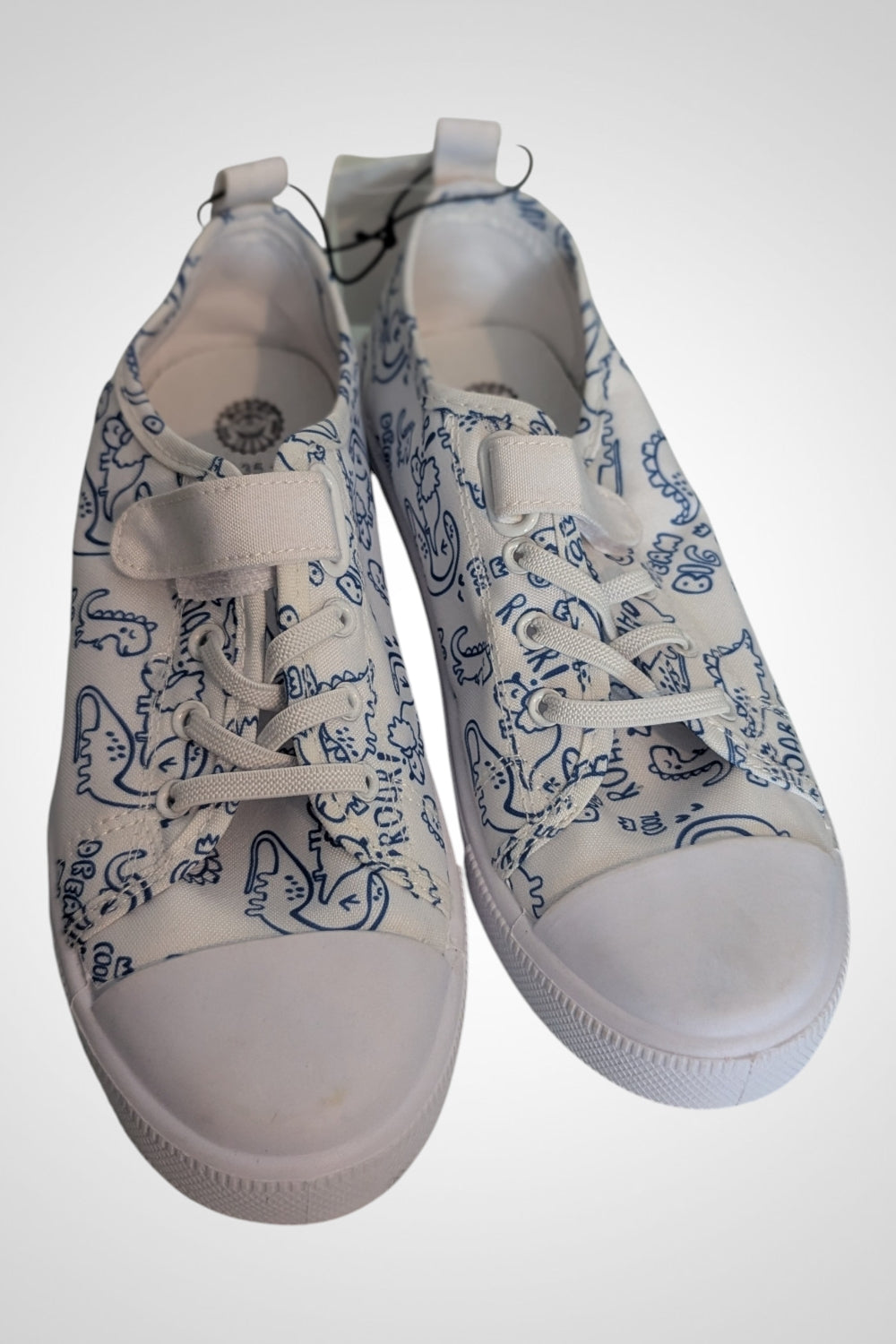 Baskets Gémo blanches motifs dinos à colorier pointure 35 neuves avec étiquette