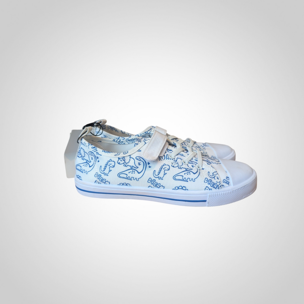 Baskets Gémo blanches motifs dinos à colorier pointure 35 neuves avec étiquette