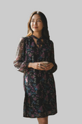 Robe femme courte fleurie doublée manches transparentes taille unique