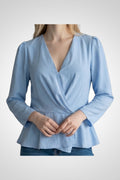 Blouse Kiabi bleu clair style cache-cœur taille 42