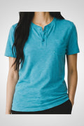 T-shirt Kiabi bleu turquoise boutons devant S