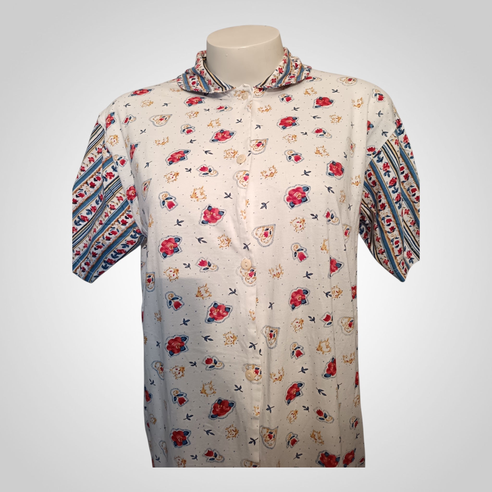 Chemise de Nuit Taille Non Indiquée Courte Blanche Florale Vintage