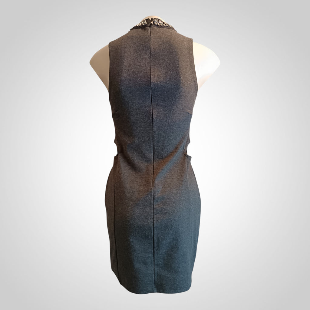 Robe Jennyfer Taille L Grise Fermeture Dos Pierres Chic