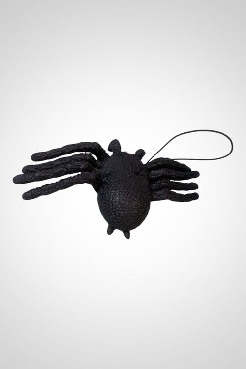 Araignée noire plastique élastique yeux rouges décoration