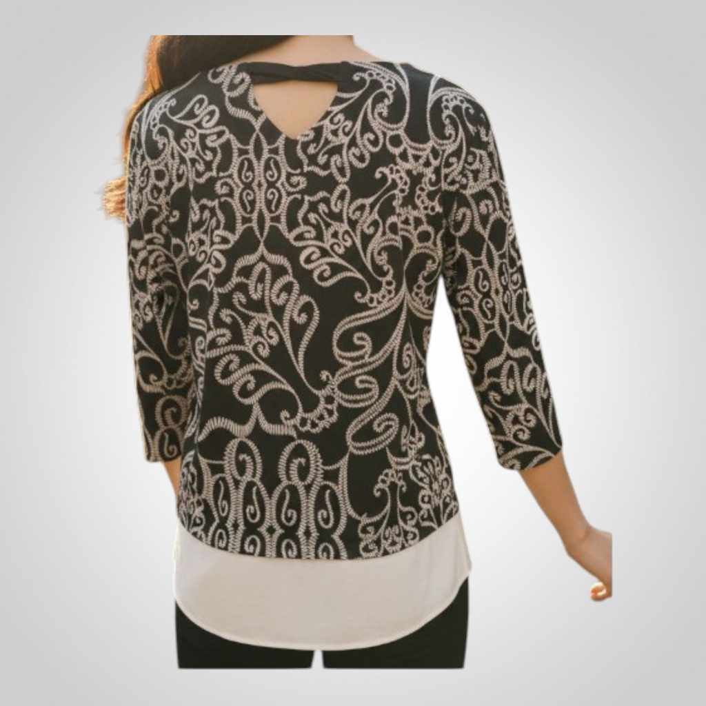 Blouse Noire Taille 3 Motifs Arabesques Chic