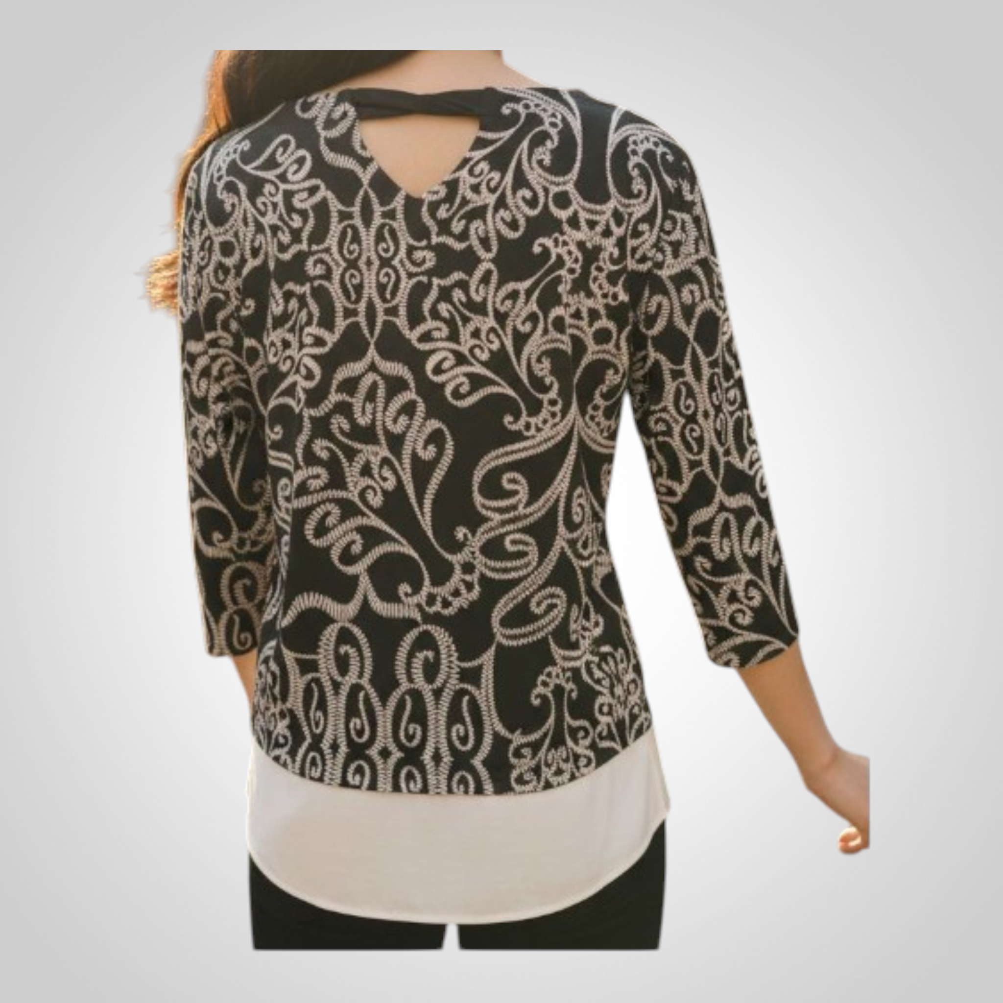Blouse Noire Taille 3 Motifs Arabesques Chic