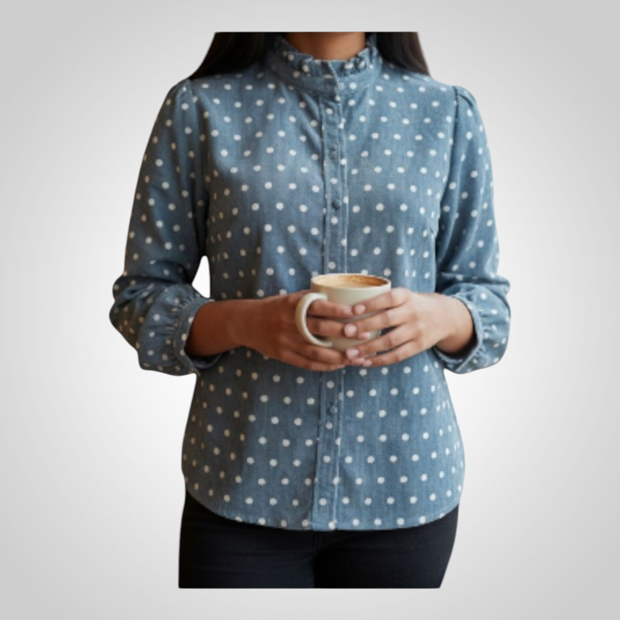 Chemise Simplee S Bleue à Pois Blancs Chic