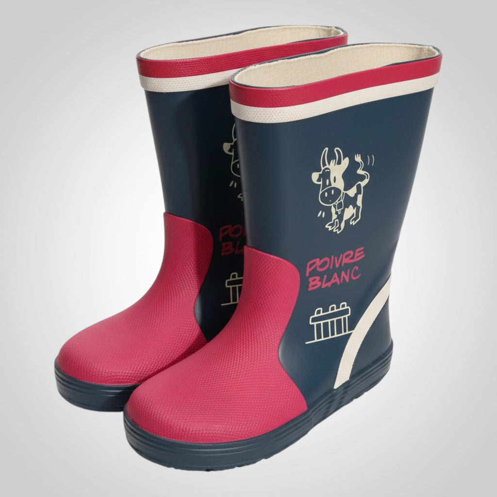 Bottes de pluie Poivre Blanc pointure 24 rouge bleu caoutchouc mixte