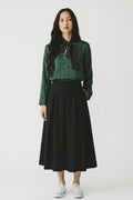Blouse femme Collection IRL verte fluide effet satiné avec détail nœud noir taille L