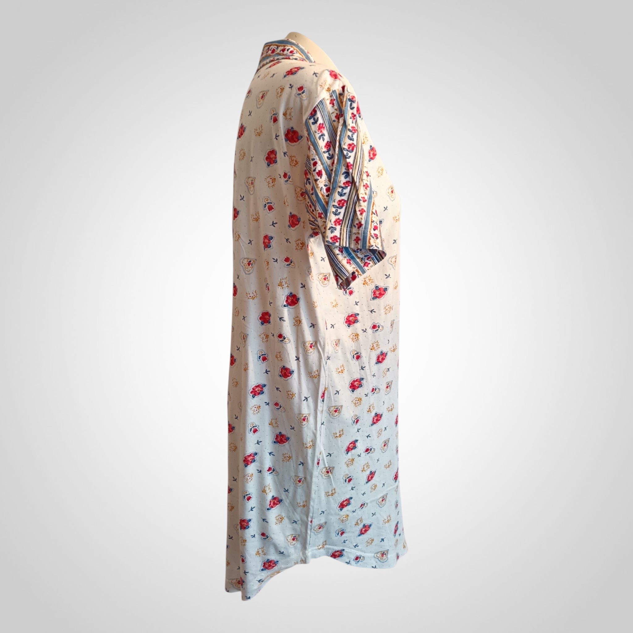 Chemise de Nuit Taille Non Indiquée Courte Blanche Florale Vintage