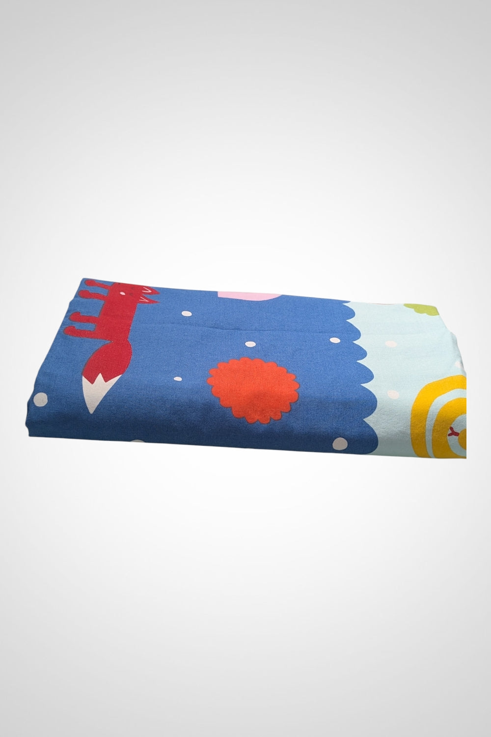 Housse de couette réversible animaux rayures bleu blanc 120x105 cm enfant