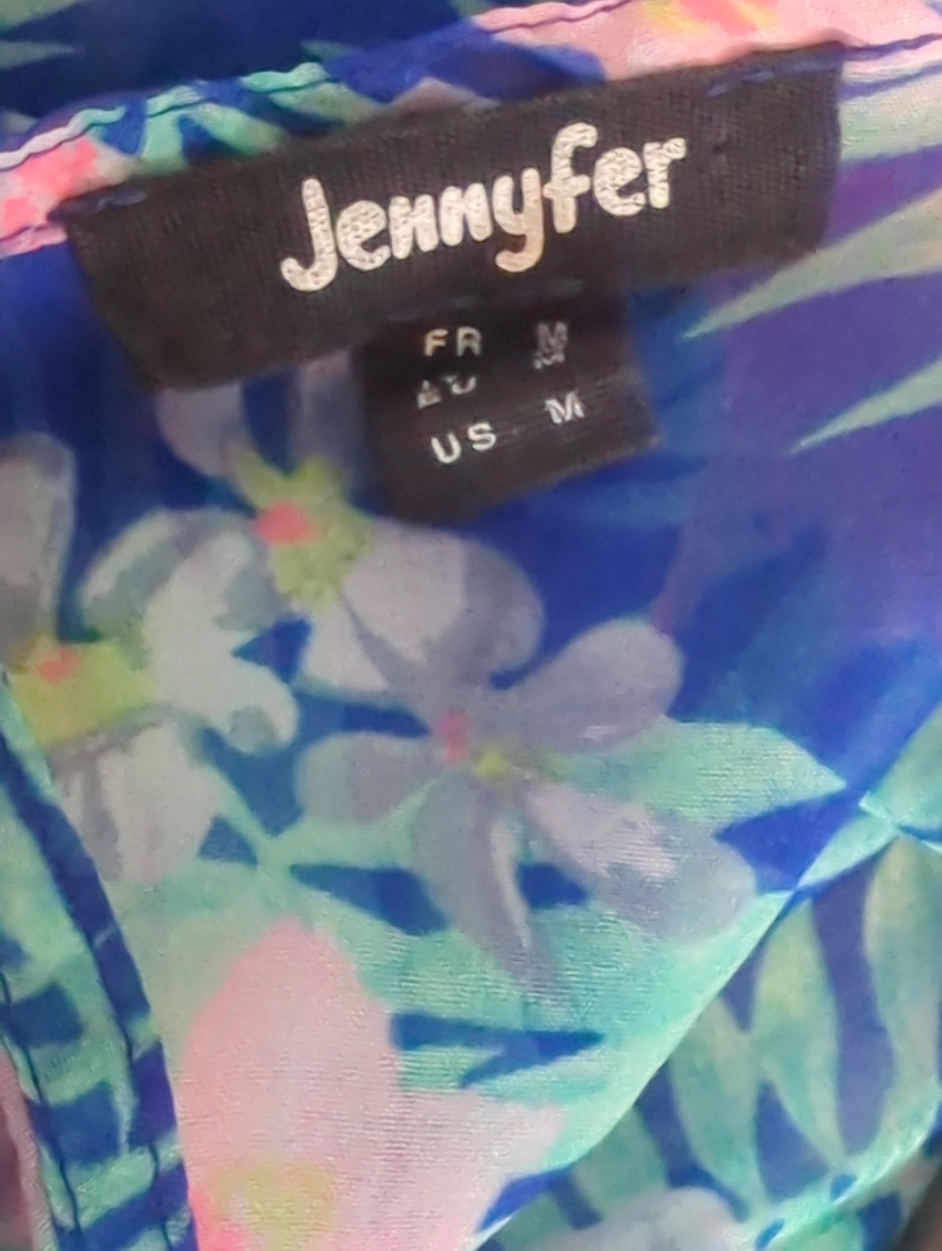 Robe de plage Jennyfer Taille M Bleu/Rose Imprimée Dos Nu