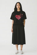 T-shirt Shein noir papillons cœur rouge L