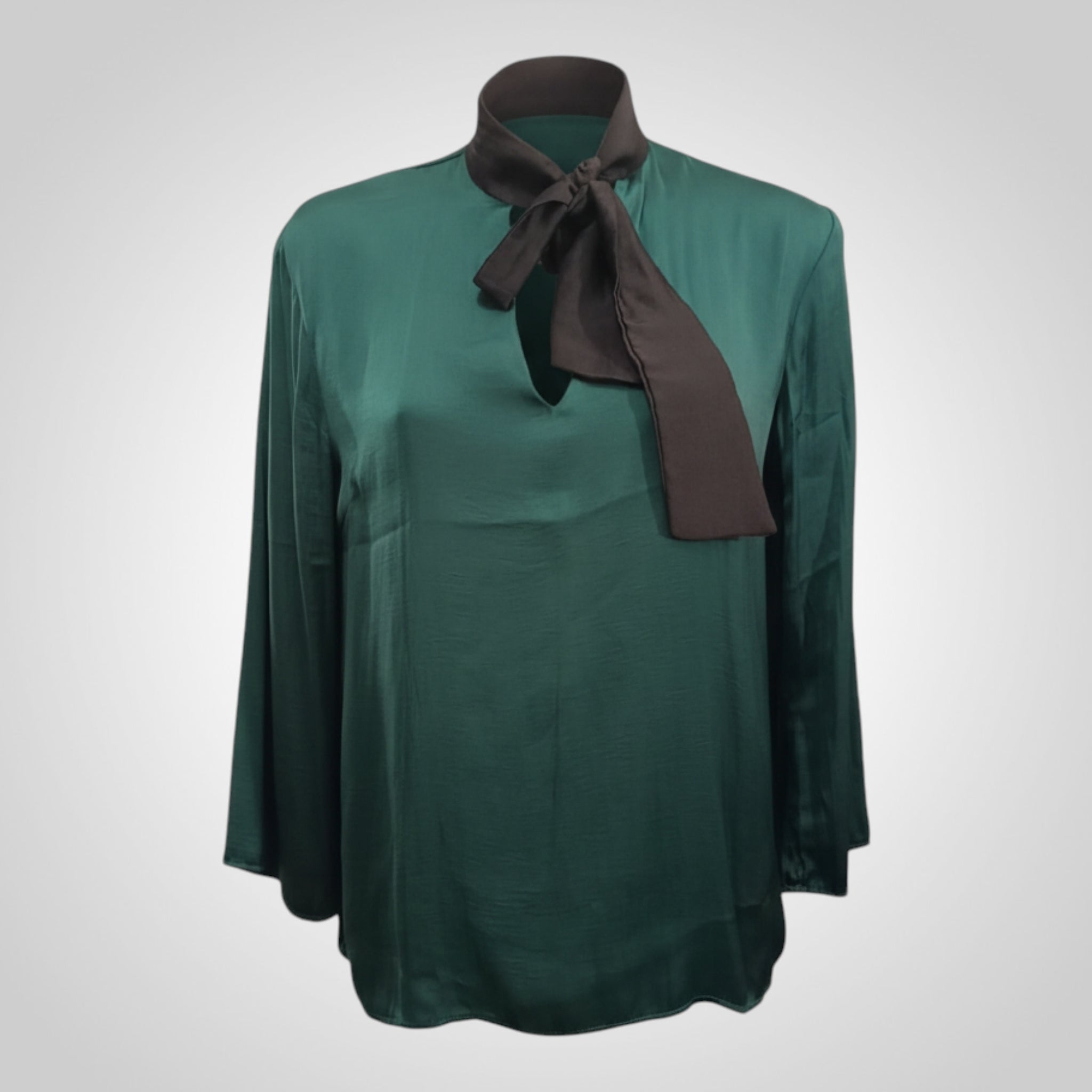 Blouse Collection IRL Taille L Verte Satinée Noeud Chic