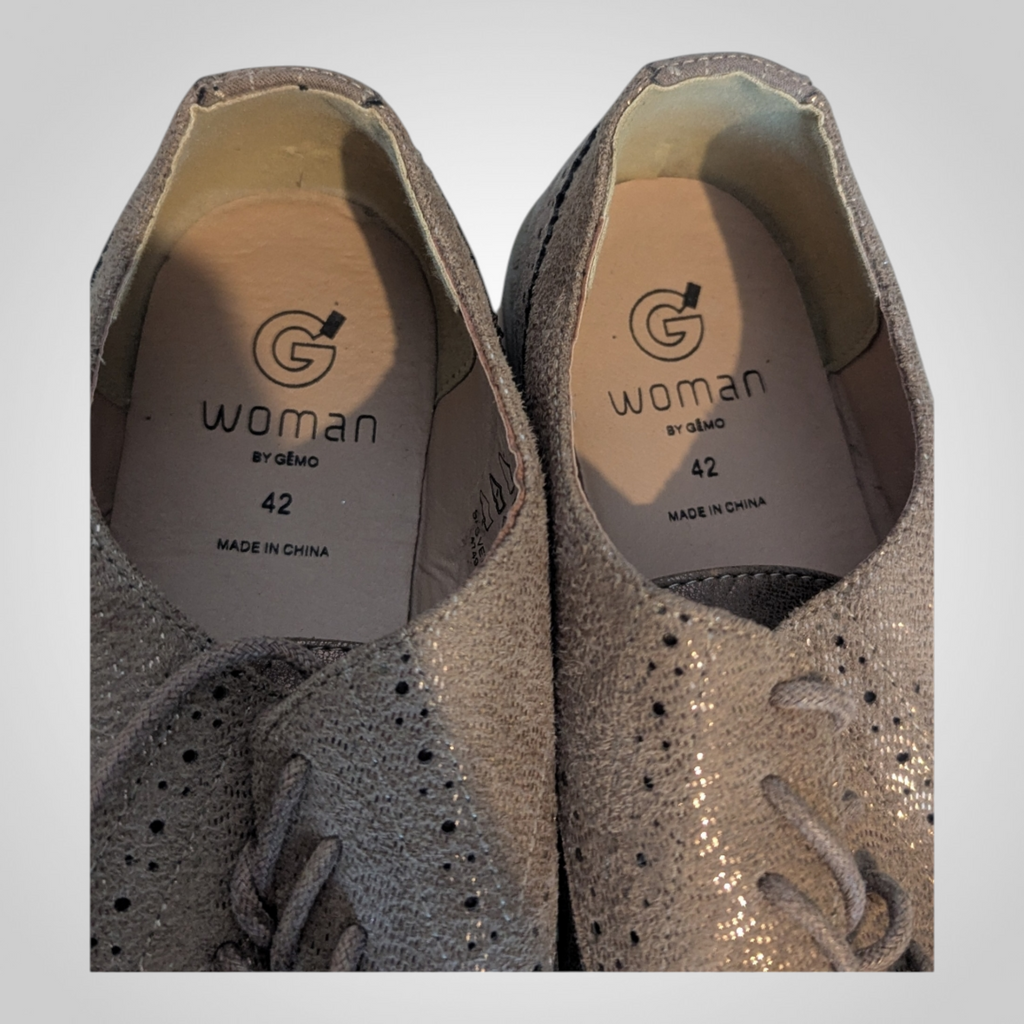 Derbies femme Gémo marron détails dorés lacets semelle épaisse taille 42