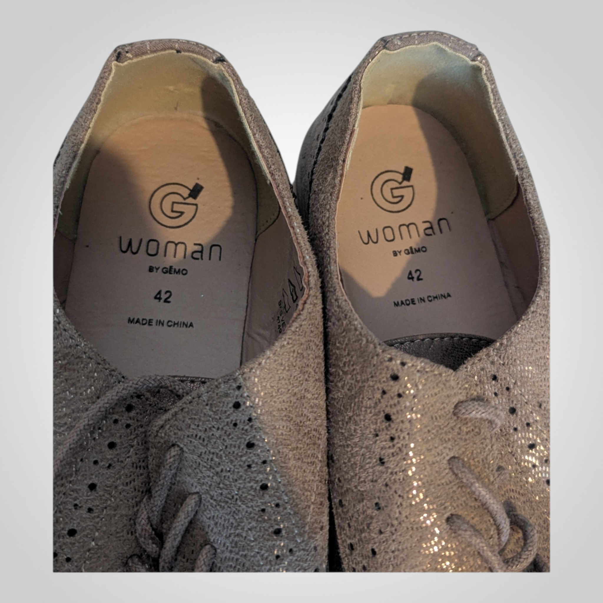 Derbies femme Gémo marron détails dorés lacets semelle épaisse taille 42