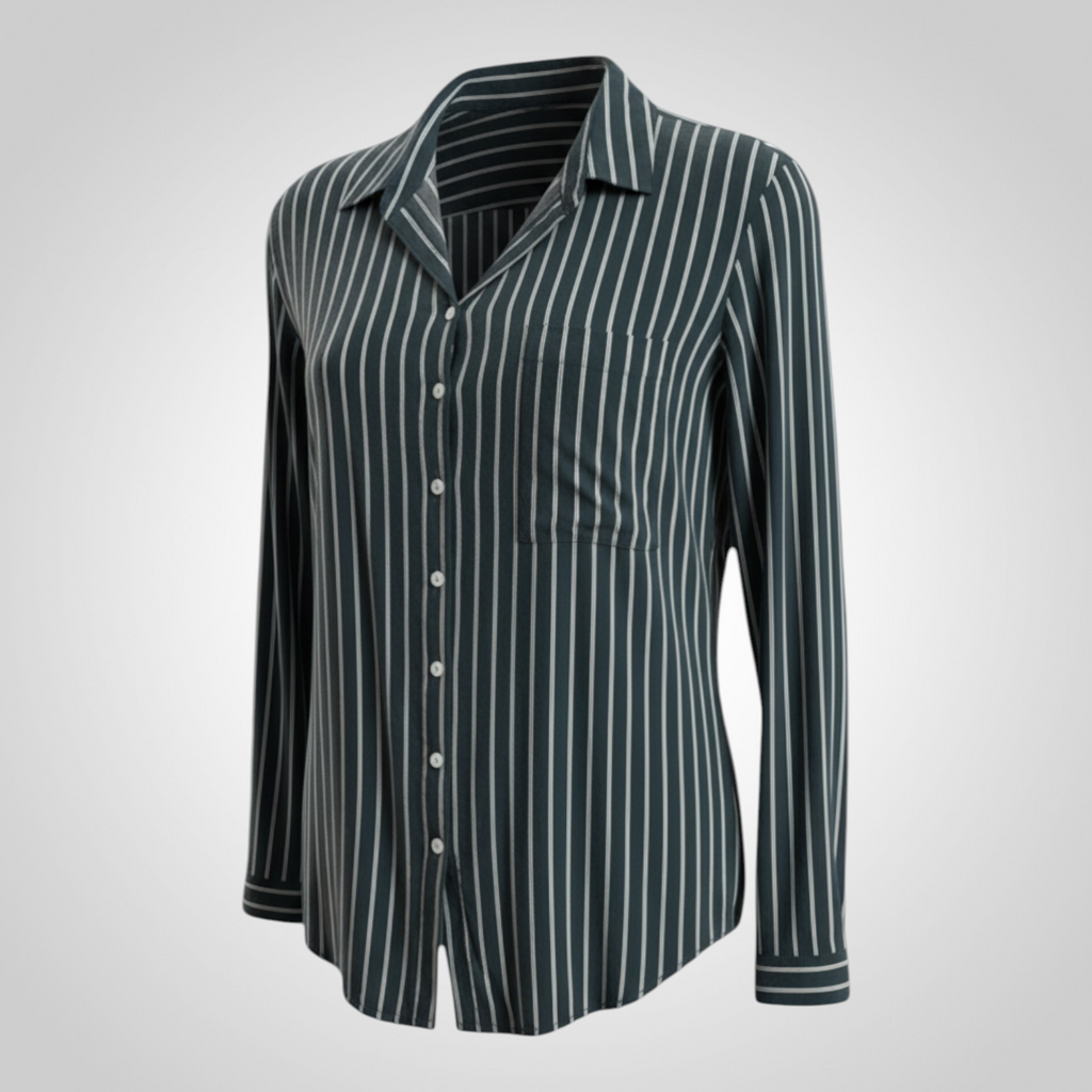 Chemise Kiabi Taille L Bleu Marine Rayé Blanc Casual