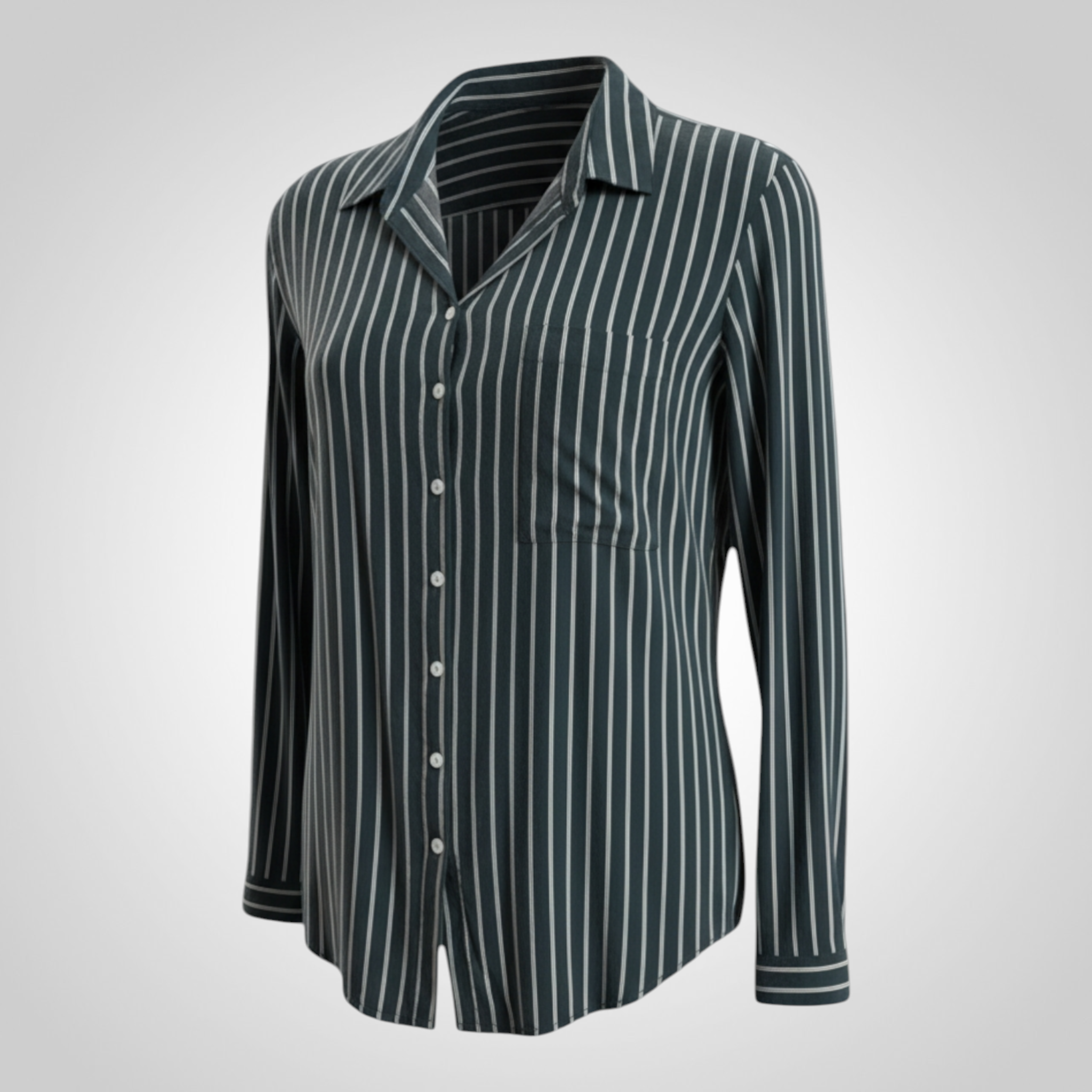 Chemise Kiabi Taille L Bleu Marine Rayé Blanc Casual