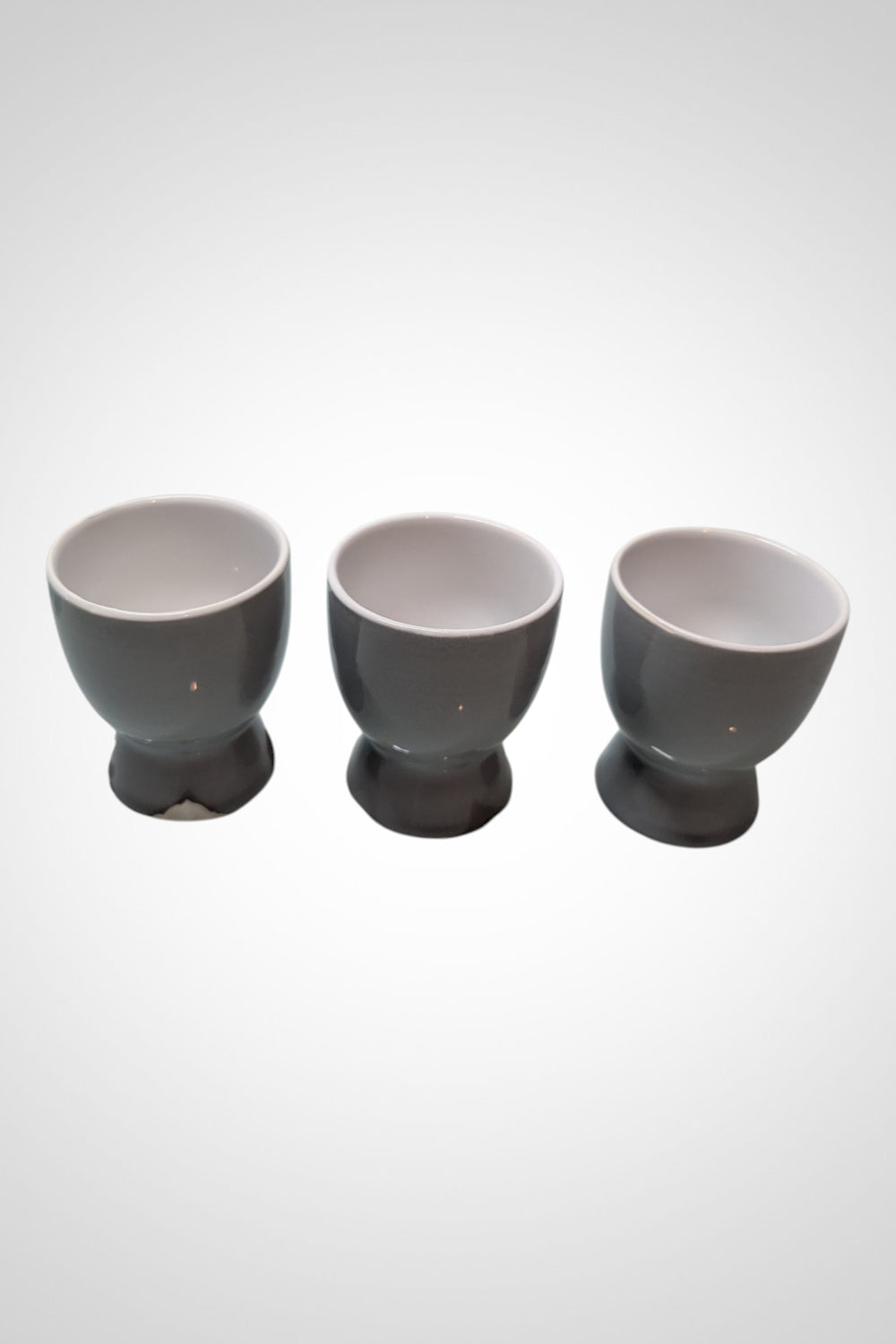 Lot de 3 coquetiers gris céramique 5,5 cm neufs