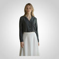 Chemise femme Kiabi bleu marine rayée blanche coupe fluide taille L