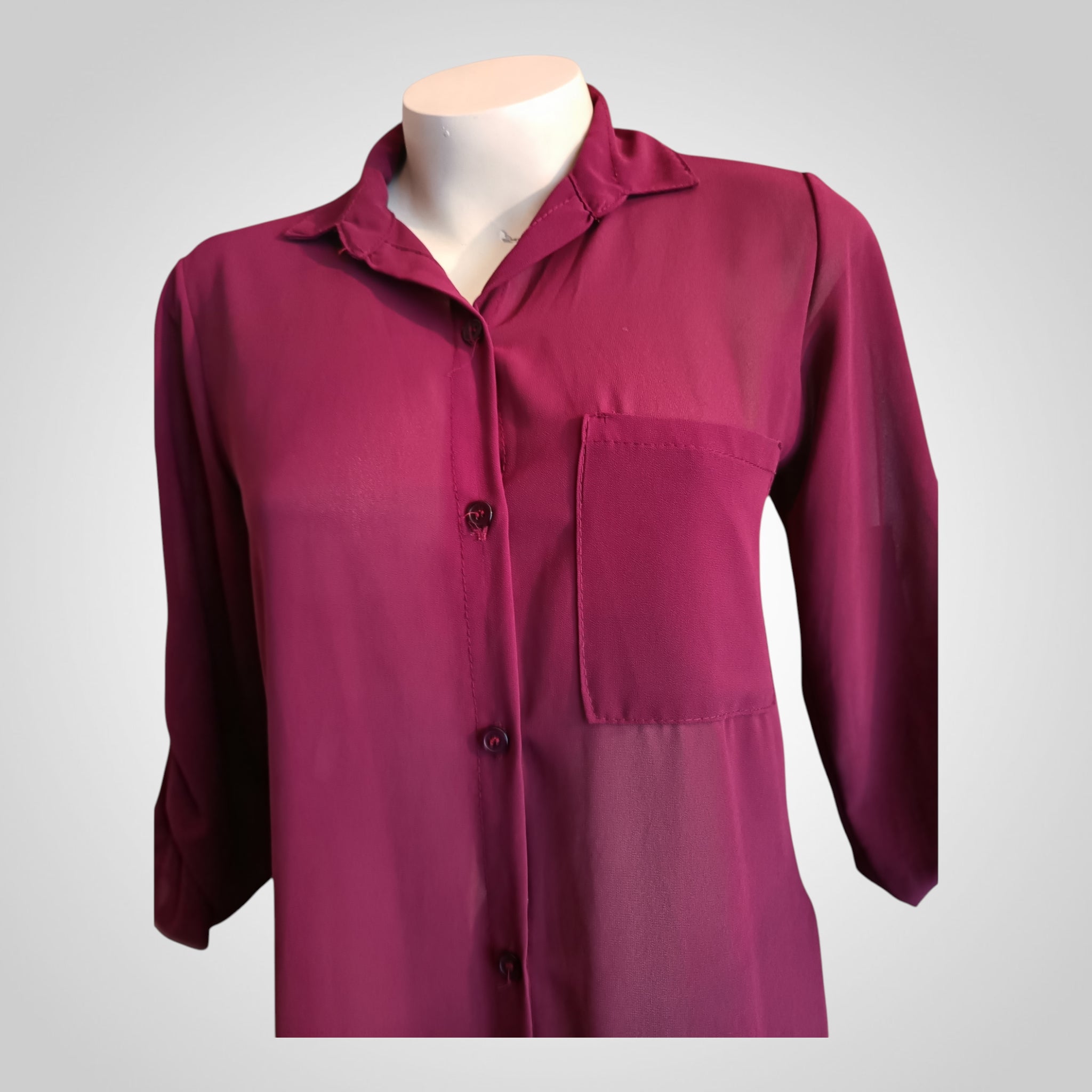 Tunique Chemise Taille Unique Bordeaux Fluide Chic