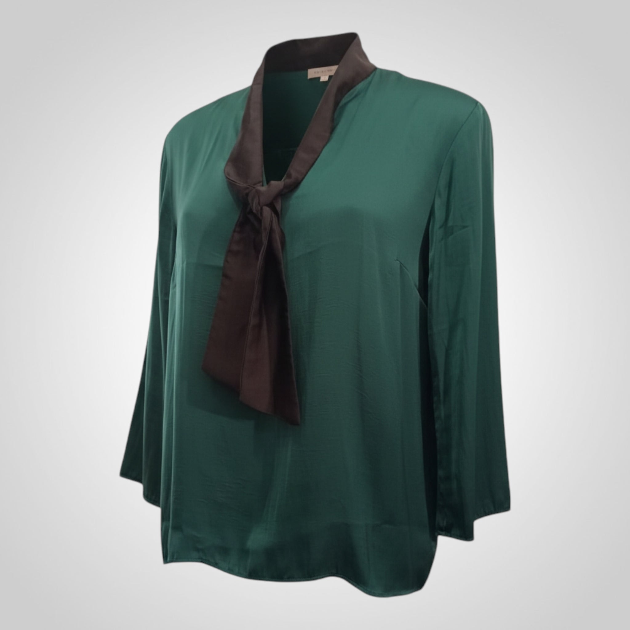 Blouse Collection IRL Taille L Verte Satinée Noeud Chic