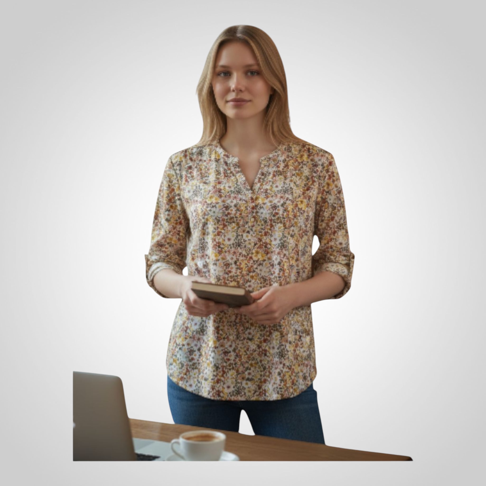 Blouse femme Gémo fleurie manches 3/4 coupe fluide taille XL