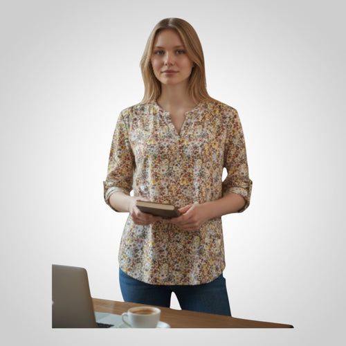 Blouse femme Gémo fleurie manches 3/4 coupe fluide taille XL