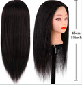 Tête de mannequin de coiffure 100% cheveux humains 18 pouces noir teintable avec étau et accessoires