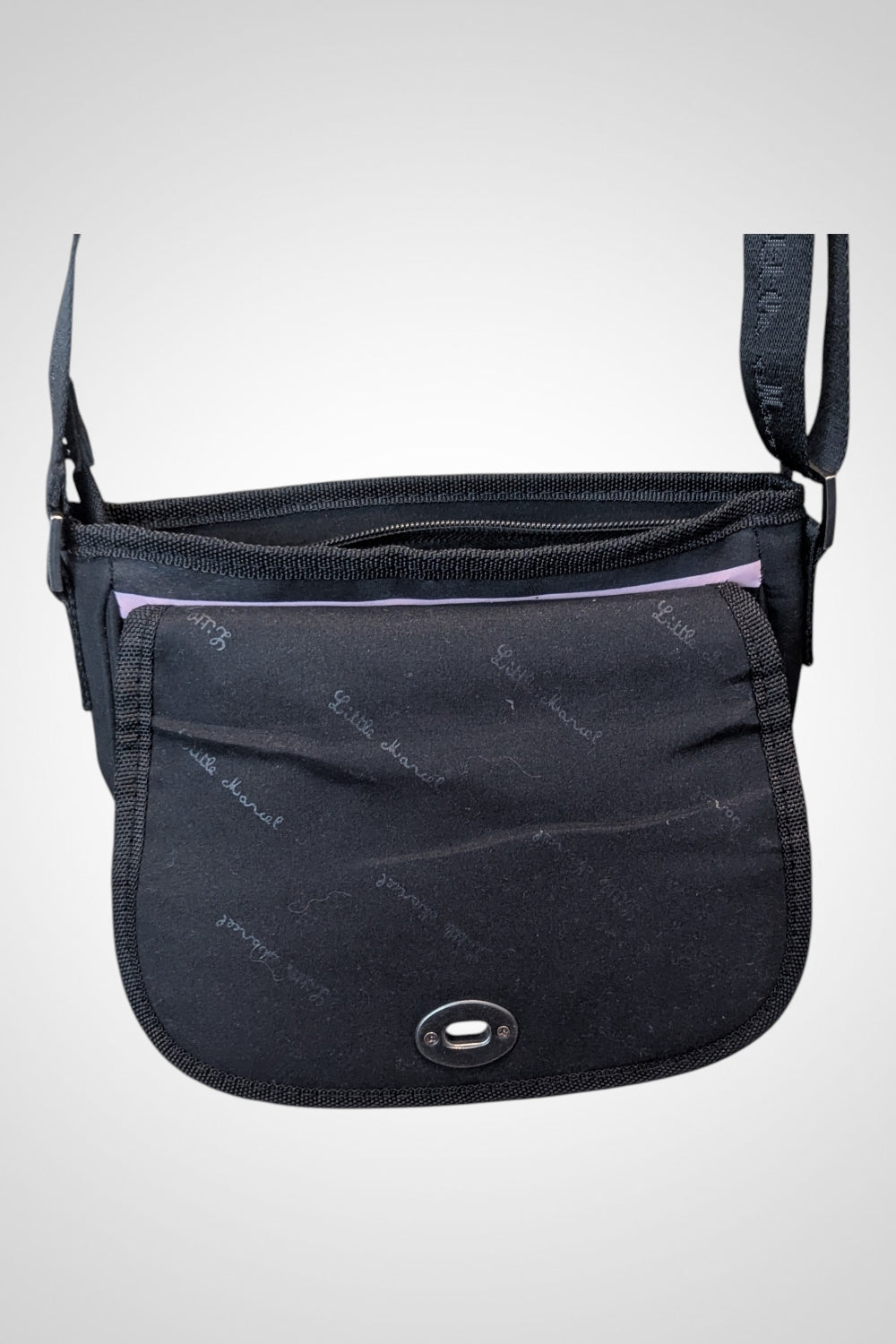 Petit sac bandoulière Little Marcel noir rayures multicolores