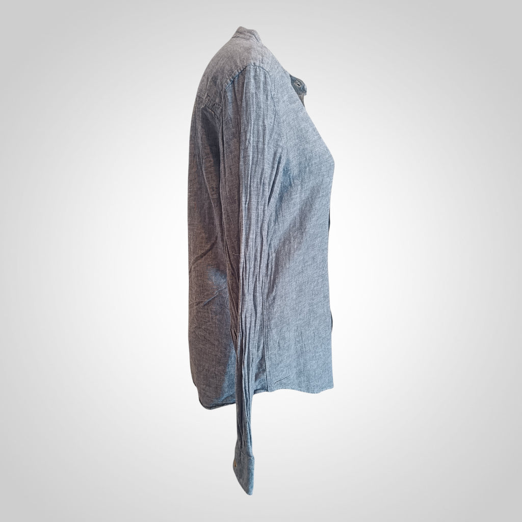 Chemise homme Kiabi manches longues col mao bleu clair taille M