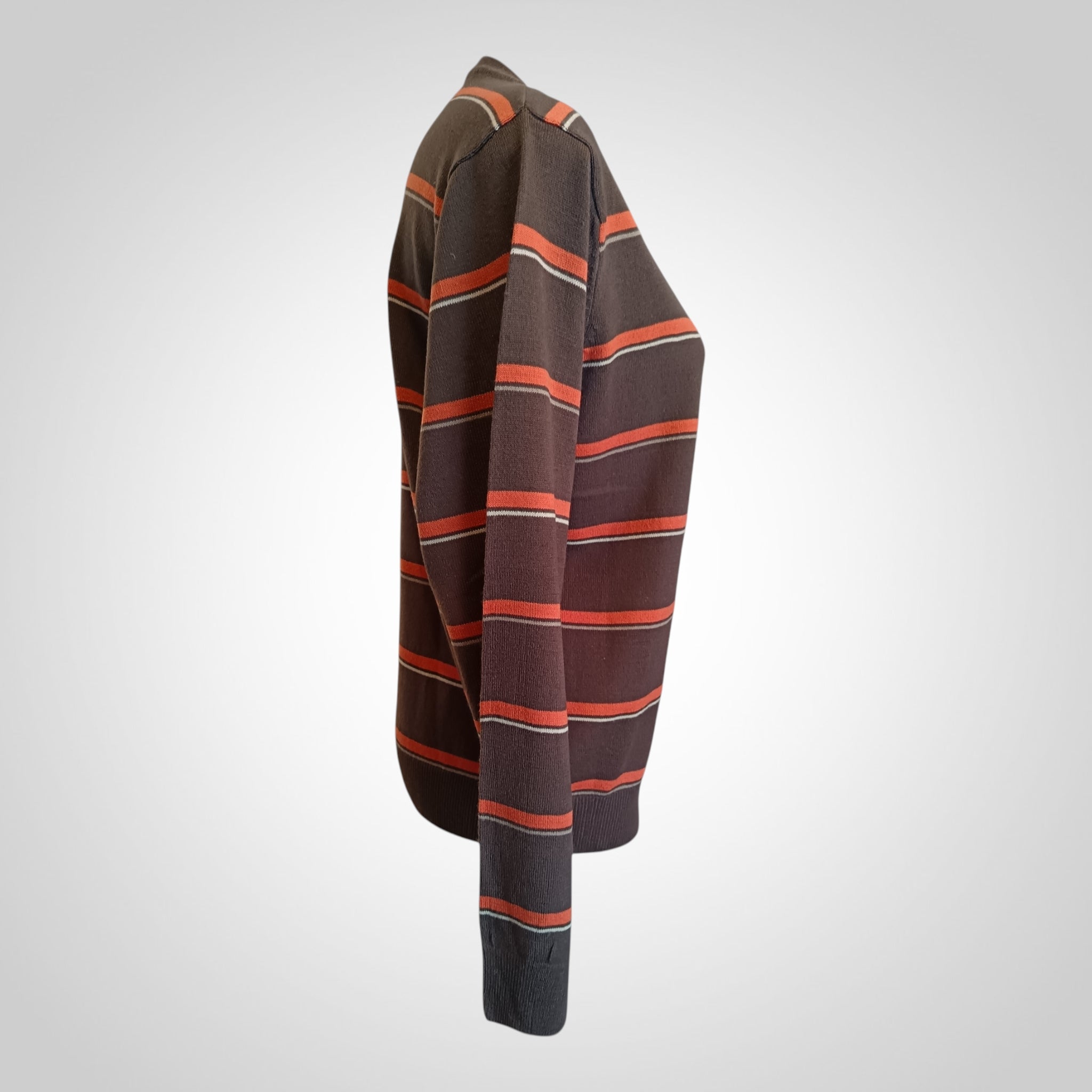 Pull In Extenso Taille M Rayé Marron Orange Beige 100% Acrylique