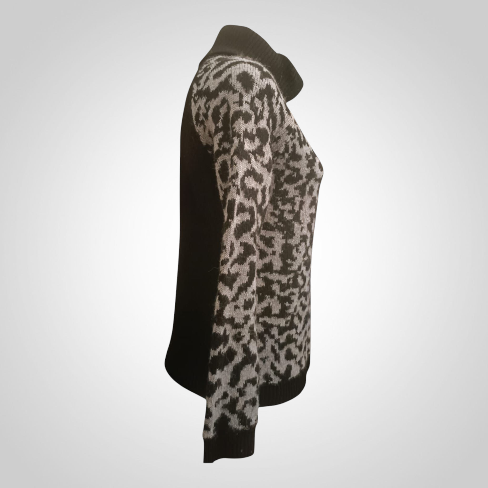Pull Camaïeu Taille L Col Roulé Léopard Noir Argenté