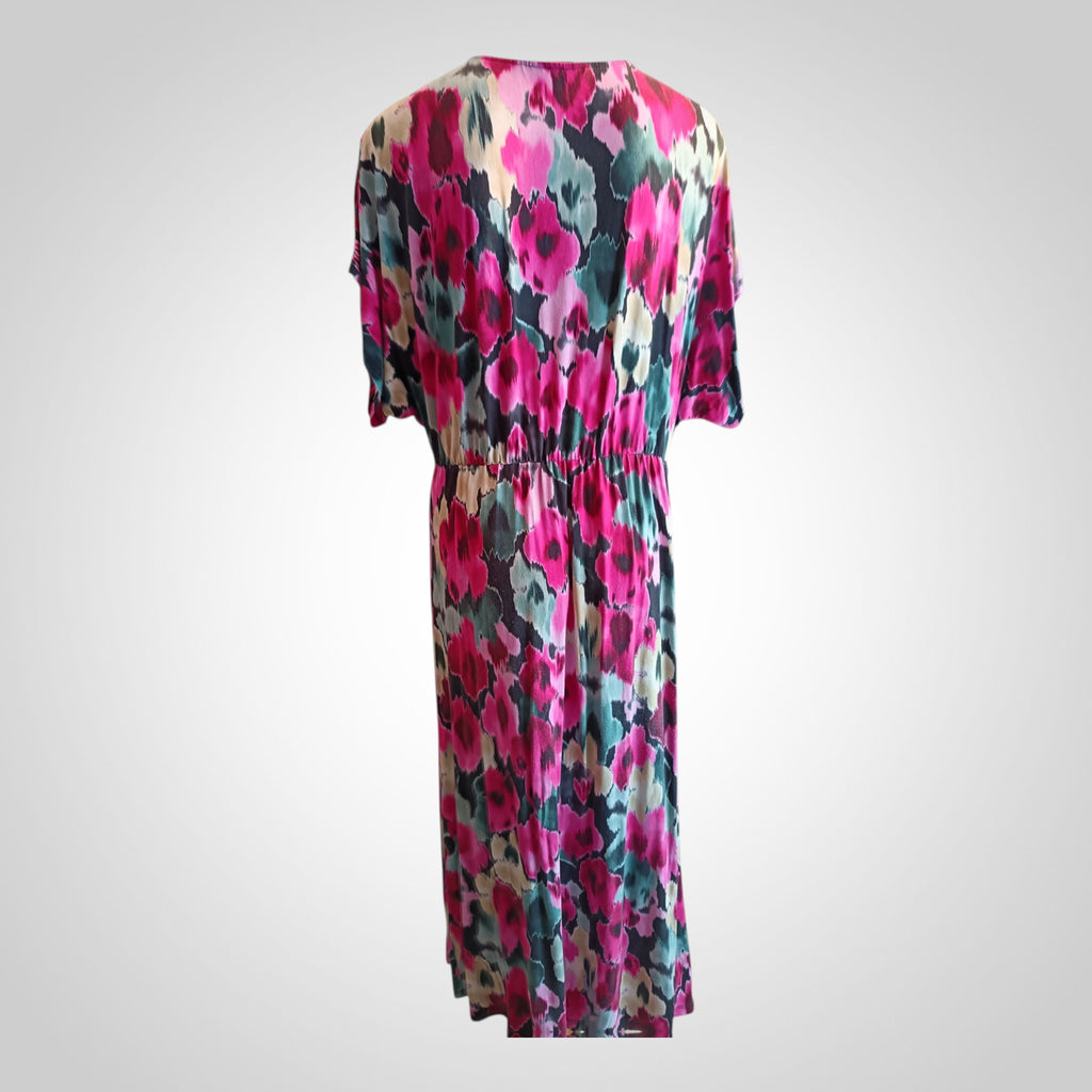 Robe MS Mode Taille L Portefeuille Rose Imprimé Fluide