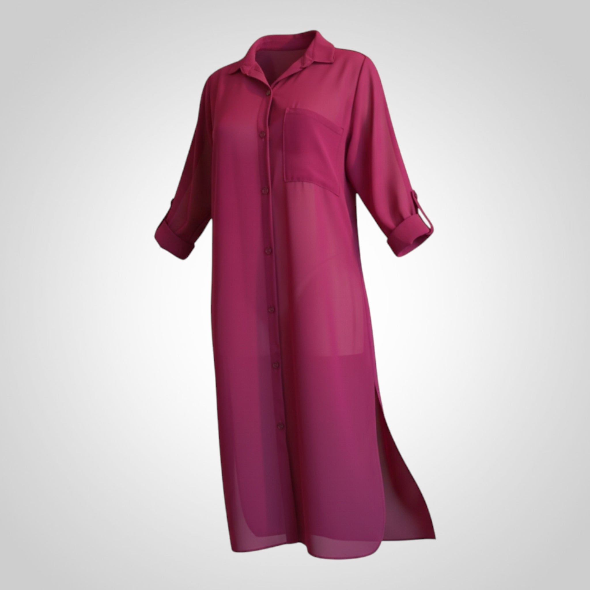 Tunique Chemise Taille Unique Bordeaux Fluide Chic