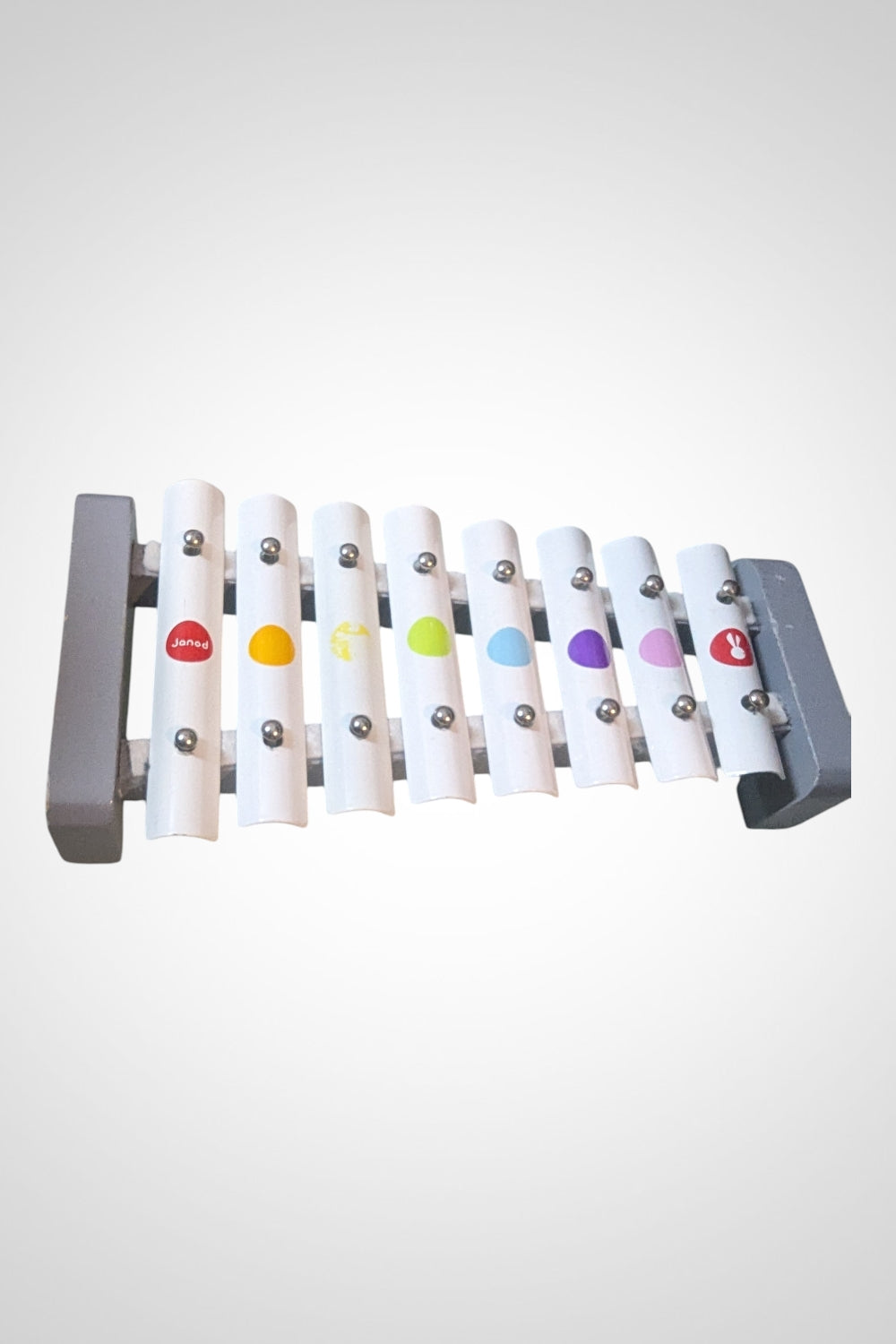Xylophone Janod blanc et multicolore en bois bon état