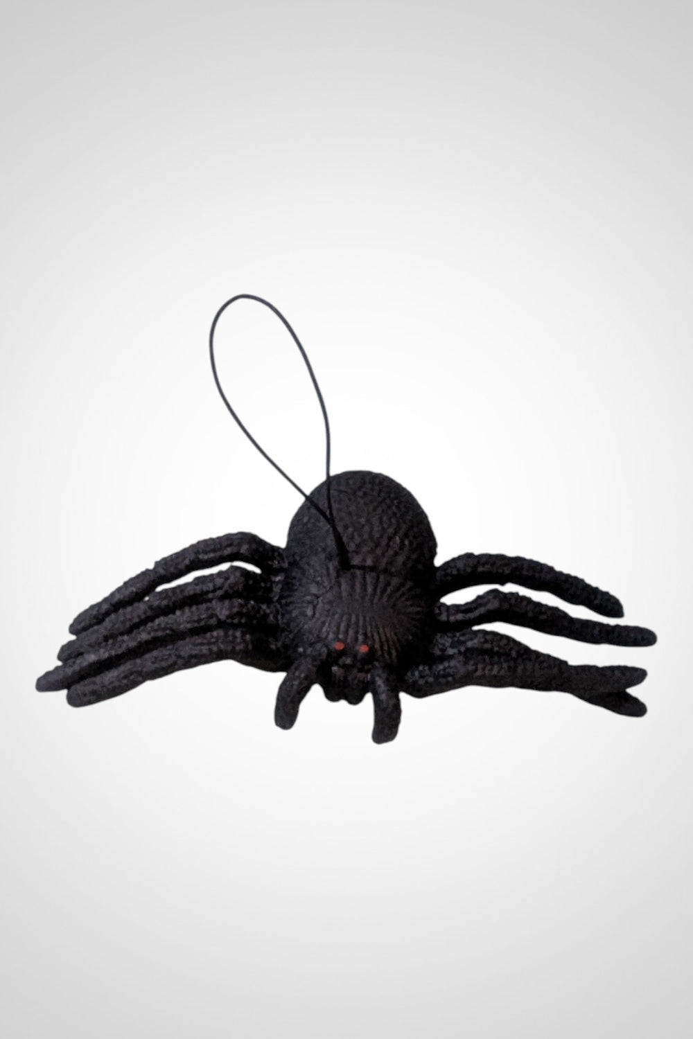 Araignée noire plastique élastique yeux rouges décoration