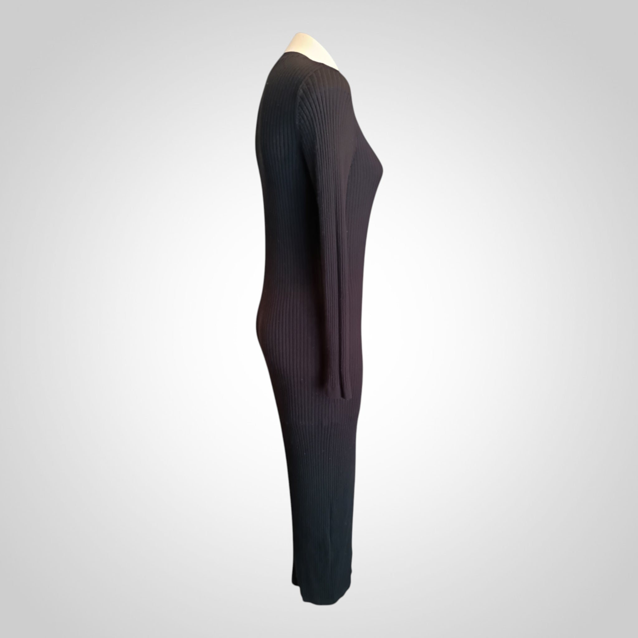 Robe pull femme Kiabi noire longue moulante taille M