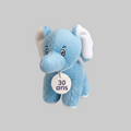 Peluche éléphant bleu blanc 30 ans polyester 14 cm