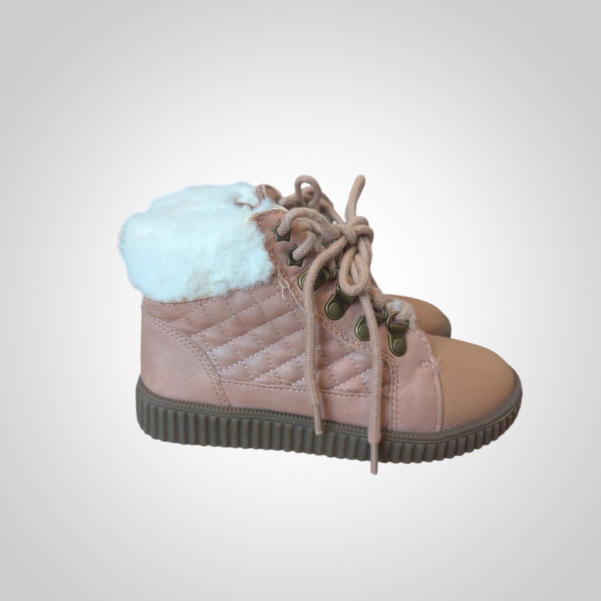 Bottines fourrées hiver fille rose blanc lacets fermeture pointure 32